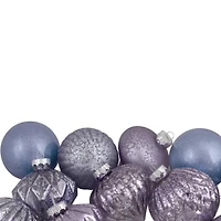 12ct. 3" Glitter & Matte Purple Tone Finial & Glass Ball Christmas Ornaments