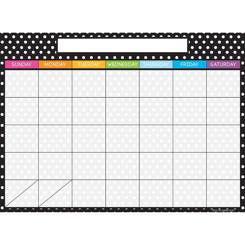 Ashley Productions Smart Poly® PosterMat Pals Space Savers Black & White Dots Calendar, 10ct.