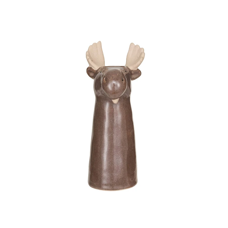 Hello Honey® 8" Brown & Natural Stoneware Moose Vase
