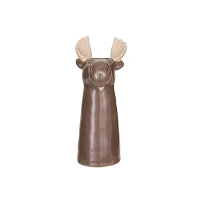 Hello Honey® 8" Brown & Natural Stoneware Moose Vase