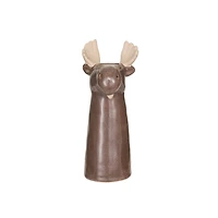 Hello Honey® 8" Brown & Natural Stoneware Moose Vase