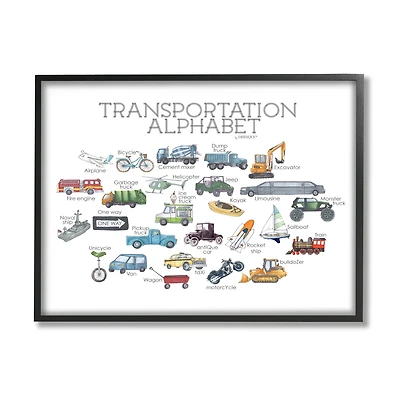 Stupell Industries Kids Educational Transportation Alphabet Framed Giclee Art
