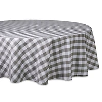 DII® 70" Round Gray & White Checkers Tablecloth
