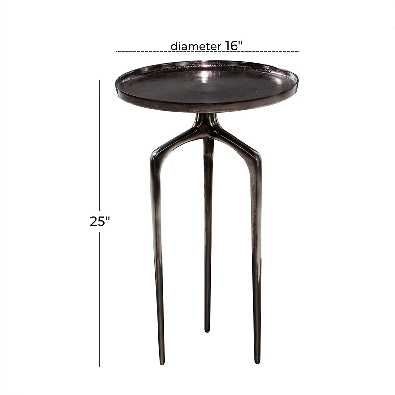 25" Black Aluminum Contemporary Accent Table