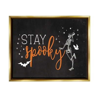 Stupell Industries Stay Spooky Skeleton Framed Floater Canvas Wall Art