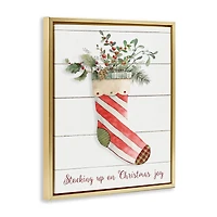 Stupell Industries Stocking Up on Christmas Floating Frame Wall Art