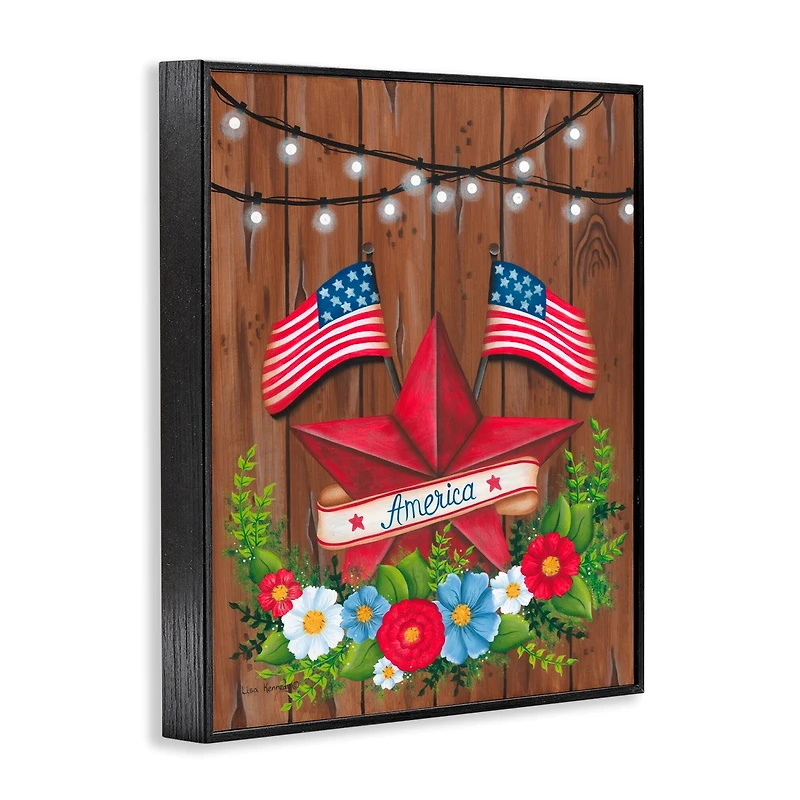 Stupell Industries Americana Country Garland Framed Giclee Art