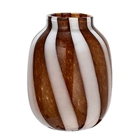 Hello Honey® 9" Brown & White Striped Glass Vase