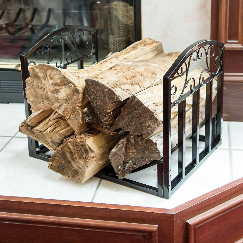 Hastings Home Black Indoor Firewood Holder Storage Rack