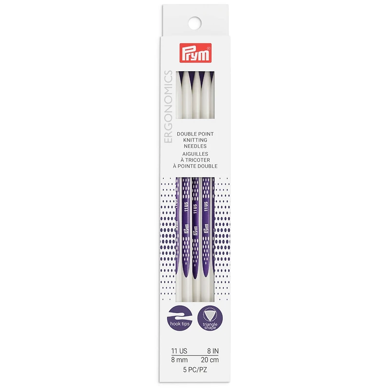 Prym Ergonomics 8" Double Point Knitting Needles, Size 11
