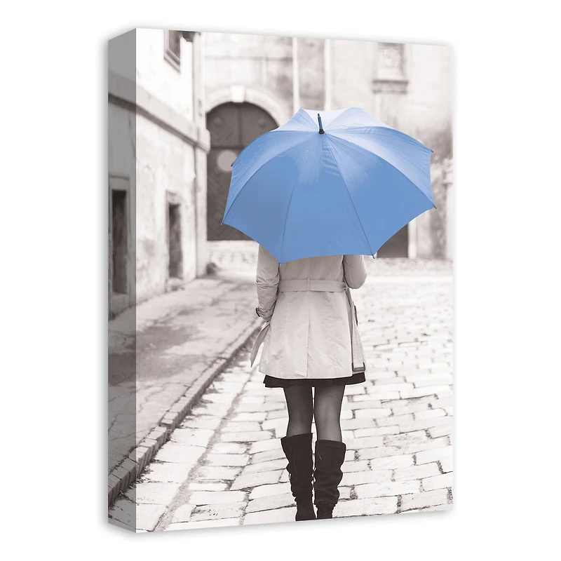 Blue Umbrella 12" x 18" Canvas Wall Art