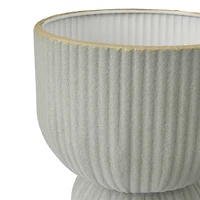 Hello Honey® 13.75" Modern Ribbed Metal Footed Planter