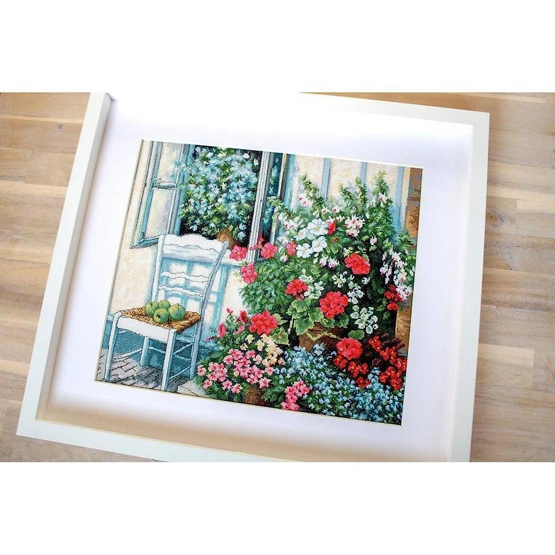 Luca-s Terrace With Flowers Counted Cross Stitch Kit