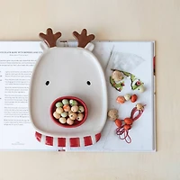 Hello Honey® 9.75" Reindeer Head Stoneware Platter & Red Nose Dish Set