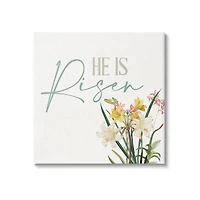 Stupell Industries He Is Risen Religious Easter Holiday Flower Blossoms Canvas Wall Art