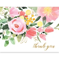 JAM Paper Watercolor Flower Bloom Everyday Thank You Card Set, 20ct.