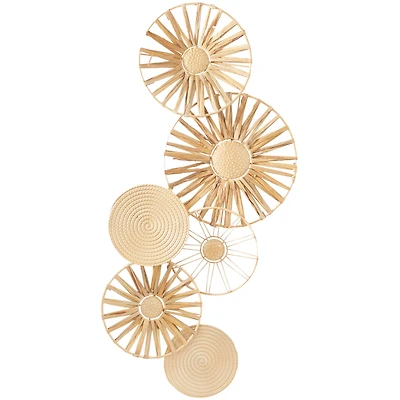 The Novogratz Brown Metal Plate Wall Decor with Textured Pattern 43" x 2" x 19"