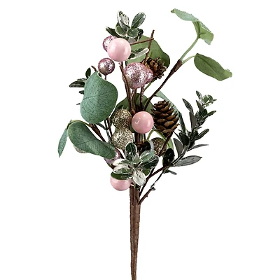 12" Light Pink & Gold Pinecone & Berry Pick by Ashland®