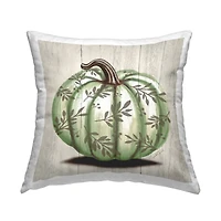 Stupell Industries Green Pumpkin Botanical Leaf Pattern Throw Pillow