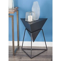 Gray Metal & Wood Modern Accent Table