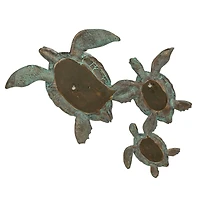 Hello Honey® Teal with Verdigris Finish Turtle Family Wall Décor