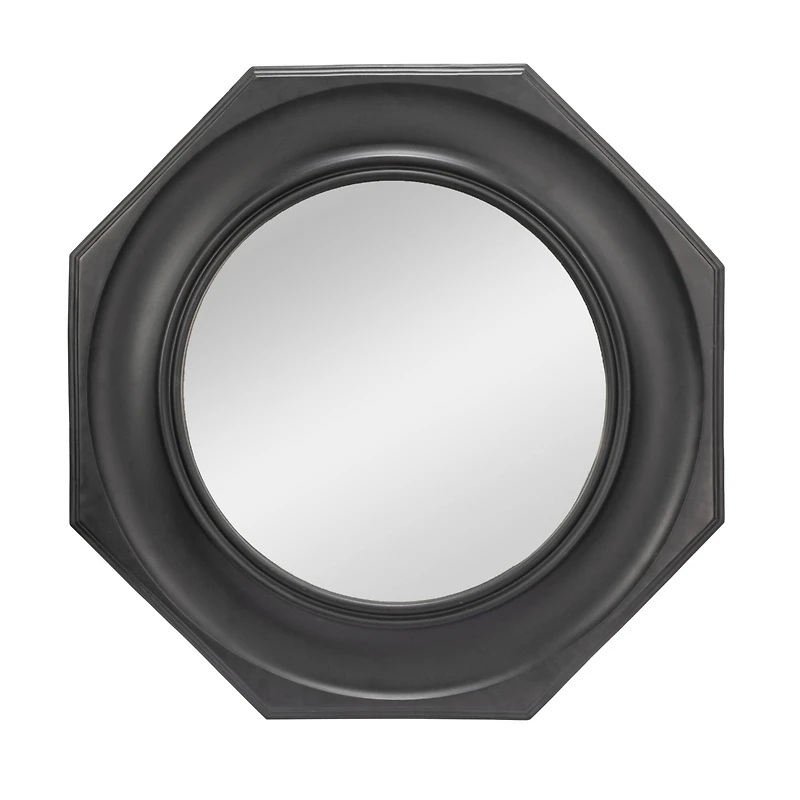 Hello Honey® Black Hexagonal Carved Wood Framed Wall Mirror