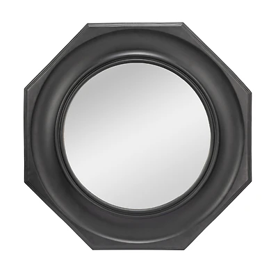 Hello Honey® Black Hexagonal Carved Wood Framed Wall Mirror
