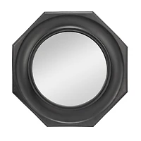 Hello Honey® Black Hexagonal Carved Wood Framed Wall Mirror
