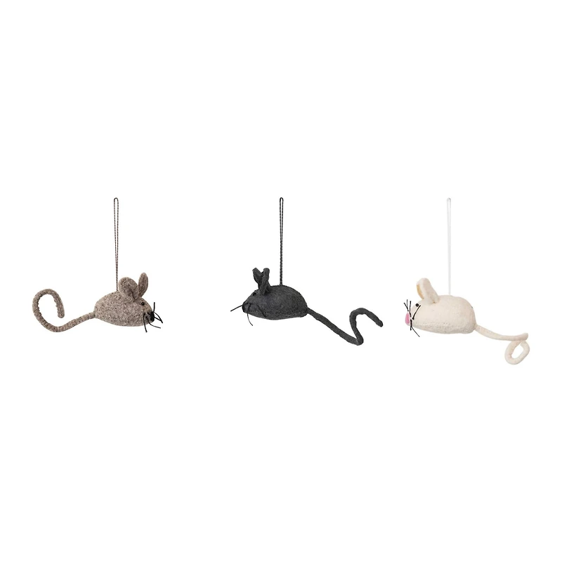 Hello Honey® Handmade Wool Felt Mouse Ornament Set