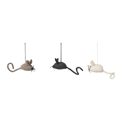 Hello Honey® Handmade Wool Felt Mouse Ornament Set
