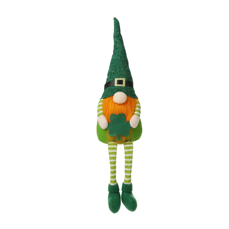 Glitzhome® 28.25'' St. Patrick's Fabric Gnome Shelf Sitter with Dangling Legs