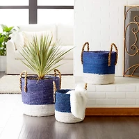 Blue Seagrass Coastal Storage Basket Set