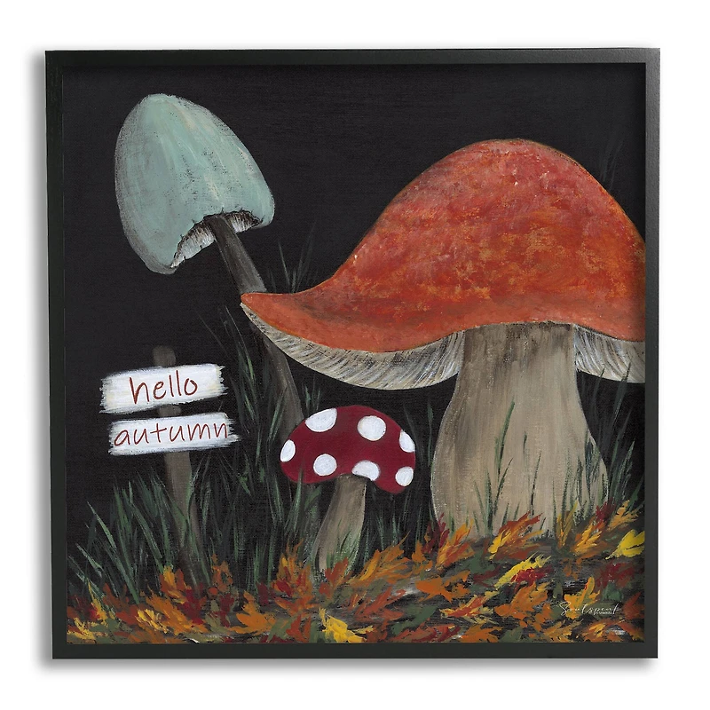 Stupell Industries Hello Autumn Woodland Mushroom Forest Framed Giclee Art