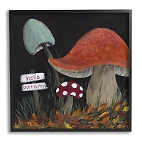 Stupell Industries Hello Autumn Woodland Mushroom Forest Framed Giclee Art
