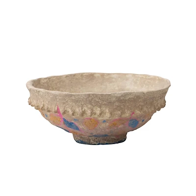 Hello Honey® 14" Multicolor Hand Painted Vintage Reproduction Paper Mache Bowl