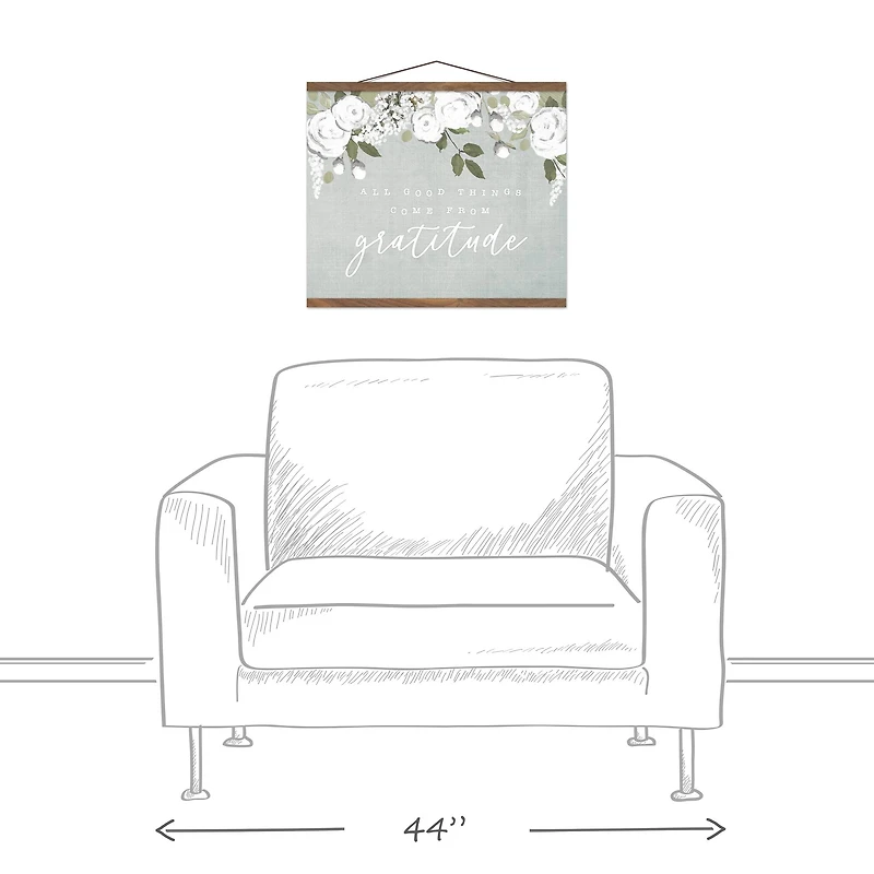 Good Things Come With Gratitude 16" x 20" Teak Hanging Canvas