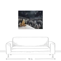 Lit Tree Winter Landscape Canvas Wall Art