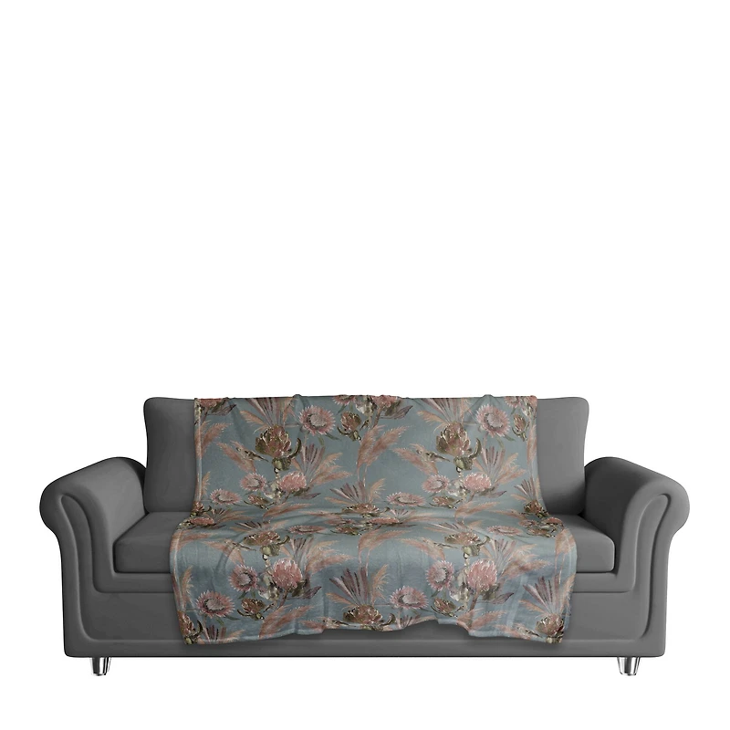 Protea Blooms Coral Fleece Blanket