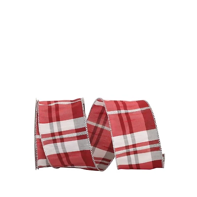 JAM Paper 2.5" x 10yd. Wired Grand Plaid Dupione Ribbon with Sparkle Edge