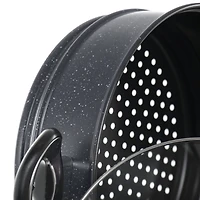 Gibson Home® Leighton 3-Piece 8.5qt. Black Nonstick Steel Pasta Pot with Steamer