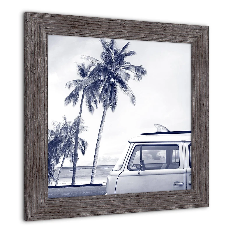 Coastal Beach Van Wall Print in Western Gray Frame