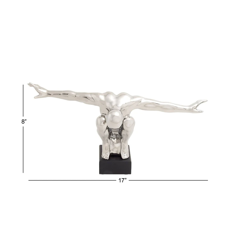 17" Silver Porcelain Traditional Man Sculpture