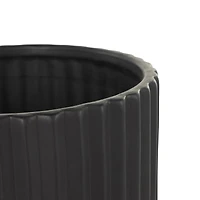 Black Ribbed Textured Ceramic Planter Set