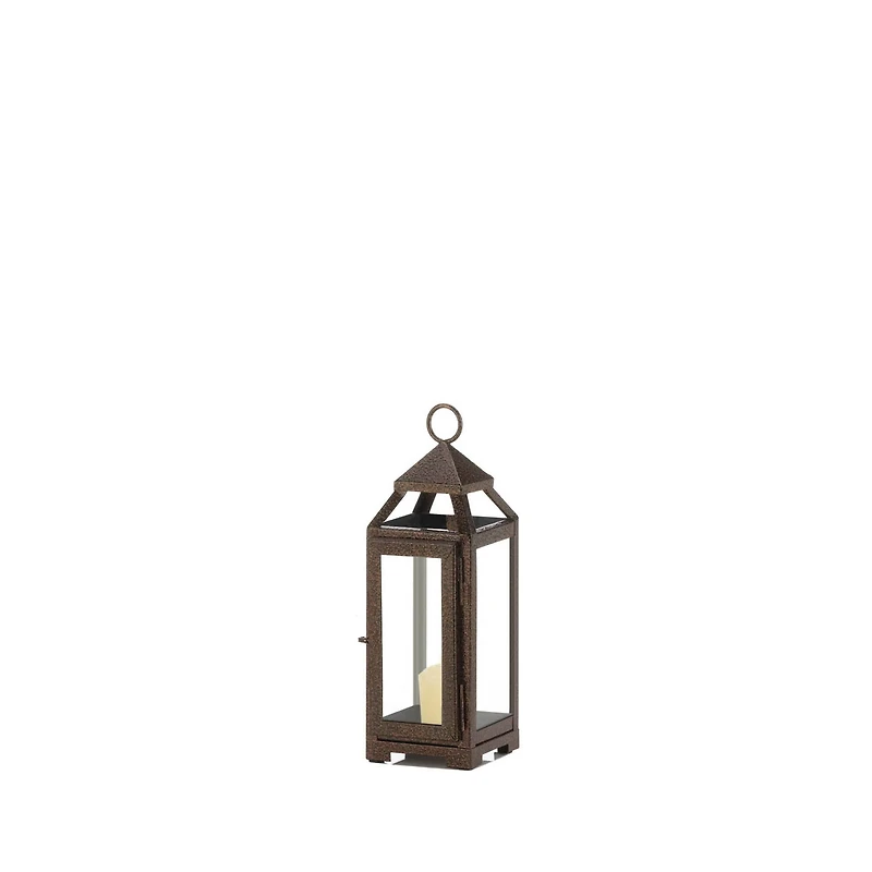 11" Iron & Glass Copper Lantern