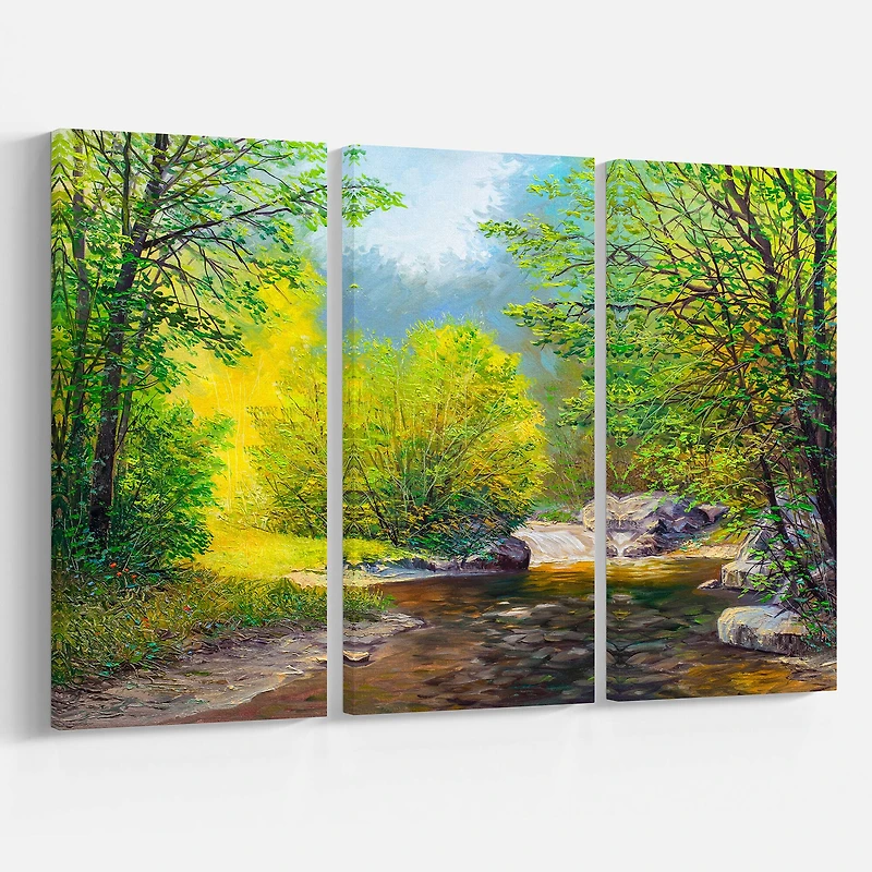 Designart - Summer Forest in Beautiful River