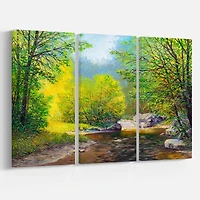 Designart - Summer Forest in Beautiful River