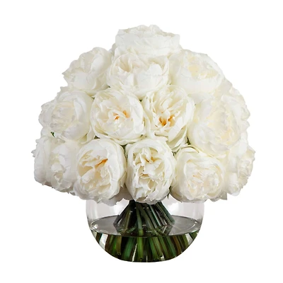 Wedding Collection 15in. Artificial Peony Arrangement in Glass Vase
