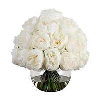 Wedding Collection 15in. Artificial Peony Arrangement in Glass Vase