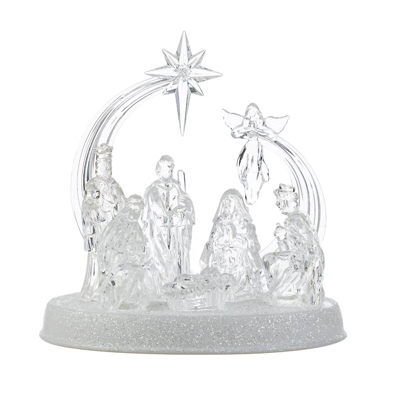 Glitzhome® 9" Christmas Lighted Acrylic Tabletop Nativity Scene Figurine
