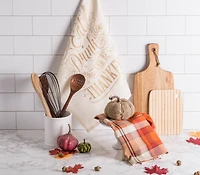DII® Assorted Check Fall Be Thankful Printed Dishtowel Set
